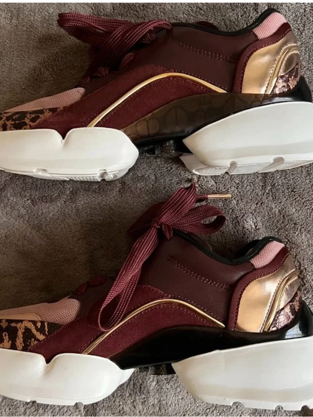 Kate Spade New York Cloud Sneakers - Burgundy Cherrywood & Leopard Print